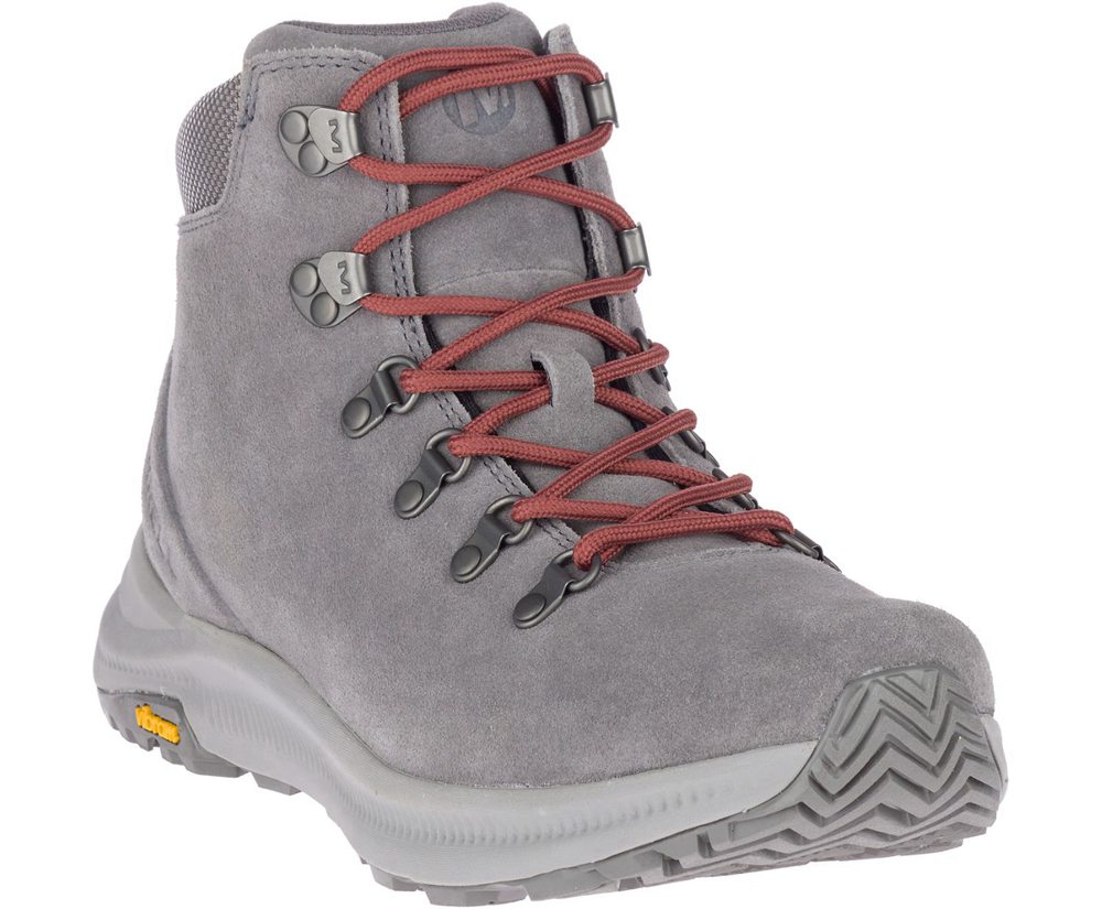 Merrell Hiking Boots Grey - Ontario Suede Mid - Mens 80UFYHDAE
